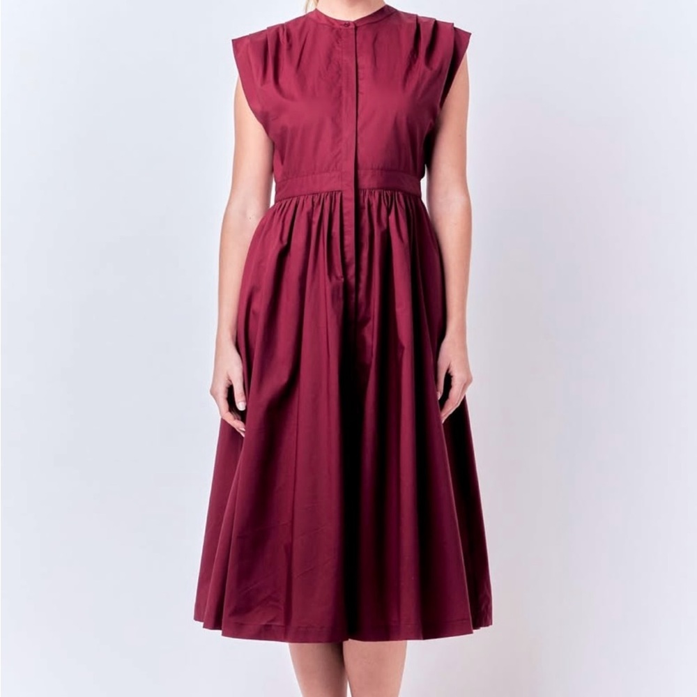 English Factory Red Sleeveless A-Line Midi Dress